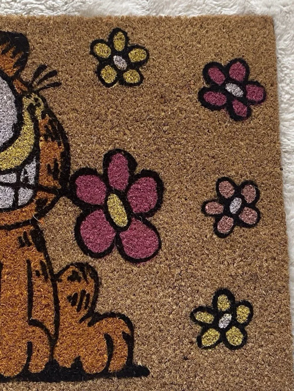 Garfield Spring Summer Flowers Welcome Outdoor Coir Door Mat 18” X 28” NEW‎